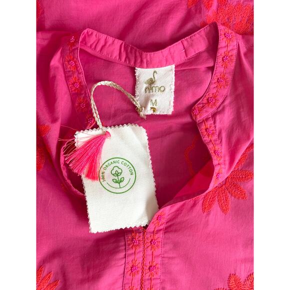 NWT Nimo with Love Pink and Orange Sapphire Long Embroidered Boho Kaftan Medium - Picture 8 of 8